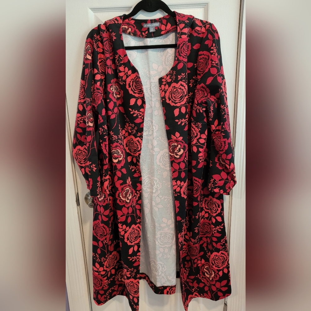 Jessica London Black and Red Floral Jacket